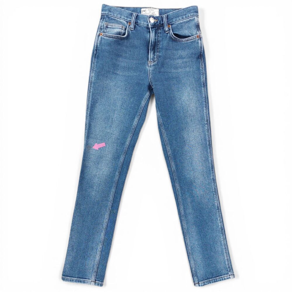 Free People Women’s W24 Skinny Jeans Blue Stretch Denim Mid Rise Slim Leg Casual